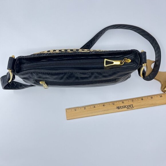 Vintage  Dawli  Black Leather   East West Bag   Gold & Patten Detailing, - Picture 12 of 15